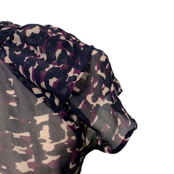 Ann Taylor Graphic Sheer Ruffle Silk Top Small - Picture 11 of 12